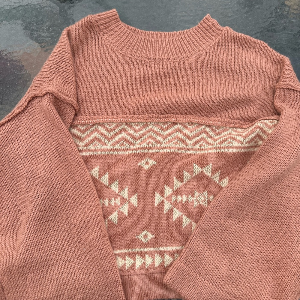 Miss Me Women's Sweater - Dusty Pink and Cream